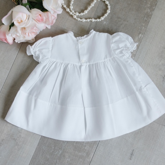 Smocked White Vintage Newborn Preemie Dress Feltman Brothers First Portraits - Picture 3 of 4